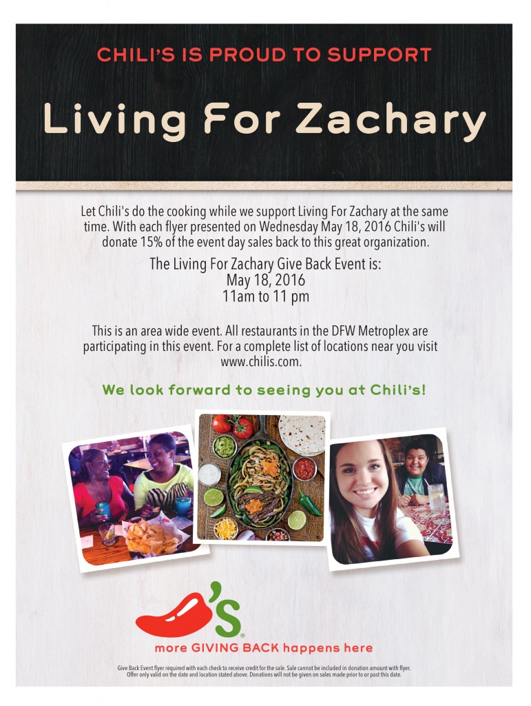 Chili’s Give Back Event Living For Zachary